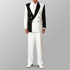 ステージ衣装 カラオケ衣装 セットアップ例 ホワイトXブラック 白X黒 スーツ